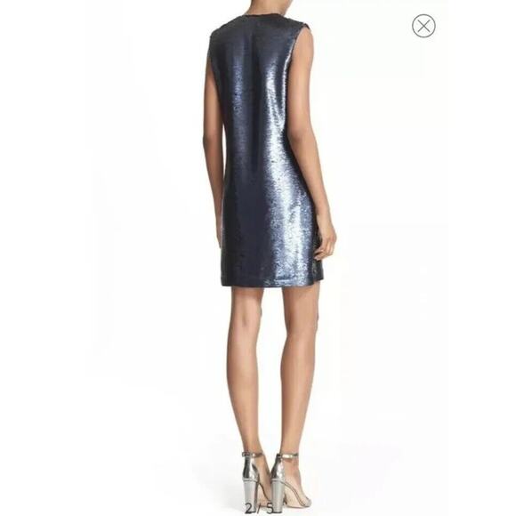 Elizabeth & James Dress Womens 0 NEW Wesley Flip Sequin V-Neck Shift Blue Black - Picture 6 of 10